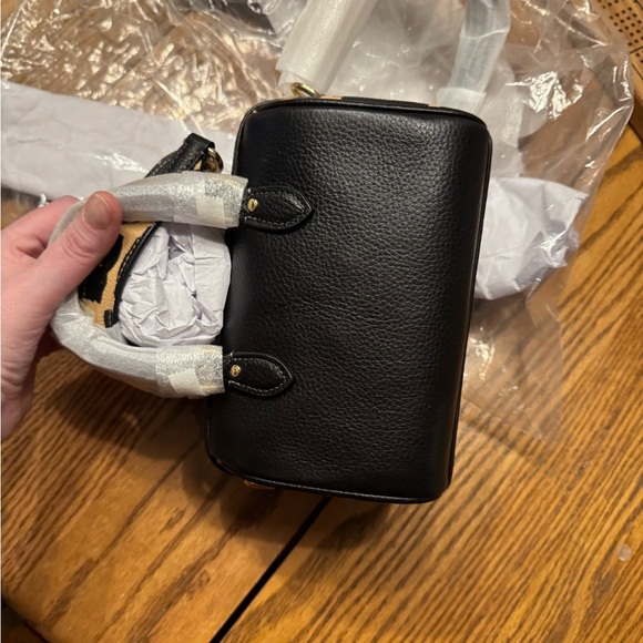 NIB ⭐️Coach Mini Rowan Crossbody Top Handle Black Satchel Leopard Shoulder Strap - Picture 6 of 8